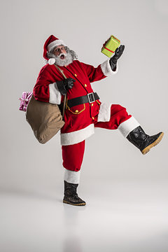 cheerful funny traditional santa claus