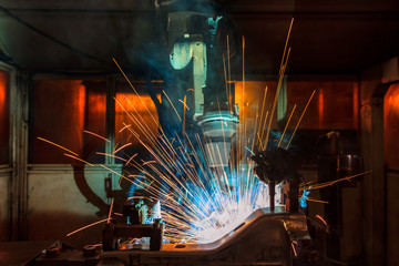 Robot welding modern automated assembly line for automotive industrail