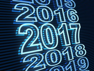 New year row date 2017, blue light