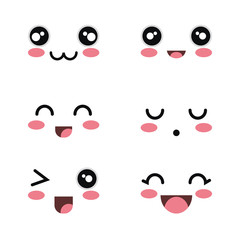 set cartoon faces white background design vector illustration eps 10