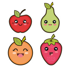 set cartoon fruits design vector illustration eps 10