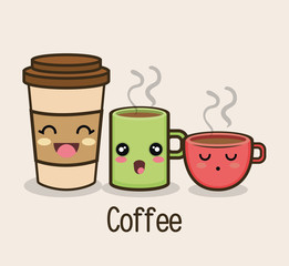 set cartoon cup coffee design vector illustration eps 10