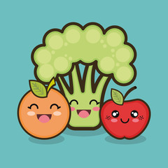 set cartoon fruit vegetable design vector illustration eps 10