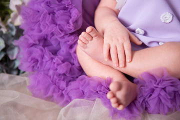 The feet of a newborn baby