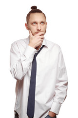 Portrait of young man in white shirt