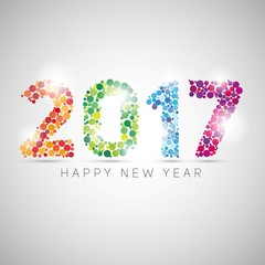 Happy new year 2017. Colorful dots design. Vector simple style illustration