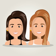 cartoon women smiling team isolated vector illustration eps 10