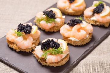 Shrimp Appetizer served on toasted bread