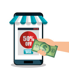 smartphone shopping e-commerce discount isolated vector illustration eps 10