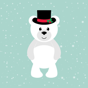 cartoon winter bear with hat
