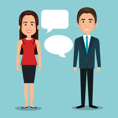 man woman talking bubble dialogue isolated vector illustration eps 10