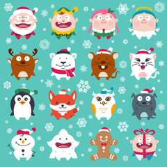 Obraz premium Cute Flat Christmas Characters Vol.2