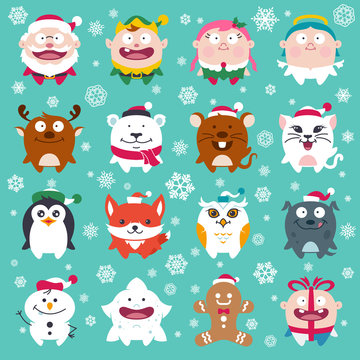 Cute Flat Christmas Characters Vol.2