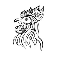 Silhouette of the cock head. Cock Symbol of New Year 2017
