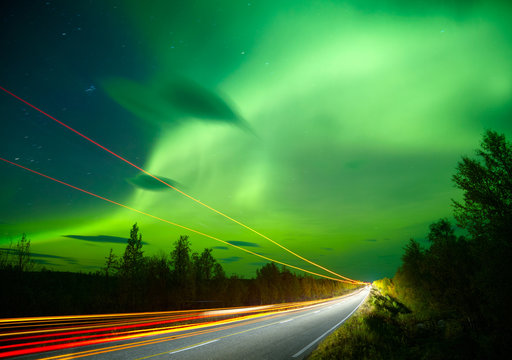 Northern lights and traffic lights