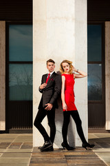 Young male and female fashion model