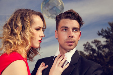 Young male and female fashion model