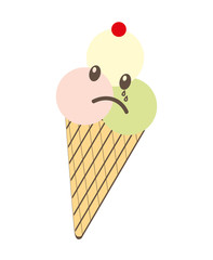 ice cream character delicious dessert vector illustration design