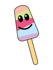 ice cream character delicious dessert vector illustration design