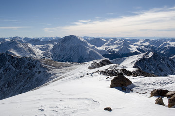Fototapeta na wymiar Summit of Mount Elbert Colorado in Winter