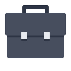 Black briefcase stylish vector illustration in flat style.