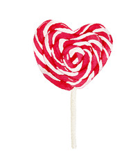 Watercolor heart shaped iollipop. Drawn by hand.