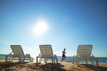 Black Sea beach man runing