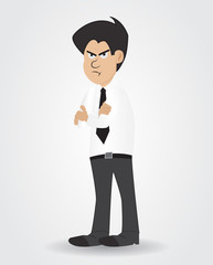 cartoon businessman with shirt and tie showing boring face