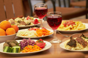 buffet in the hotel restaurant