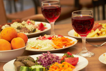 buffet in the hotel restaurant