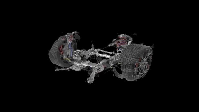 Animation des Aufbaus eines Auto-Chassis