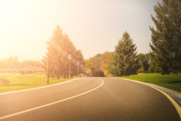 Fototapeta premium asphalt road in a field