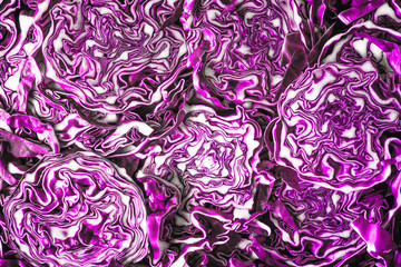 Sliced red cabbage background cloth-up