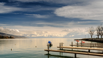 Lago Léman en Lausanne, cantón de Vaud, Suiza