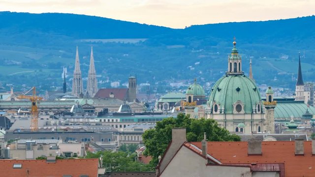 Day to night time lapse at Vienna, Austria, 4K