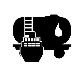 flat design oil tank and cargo ship icon vector illustration