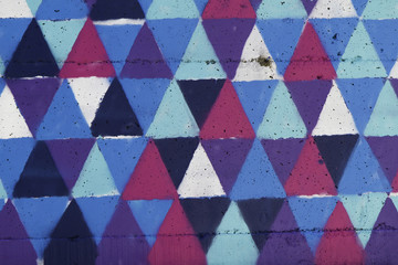 colorful background wall, abstract blue and purple pyramids