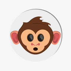 flat design jungle monkey cartoon emblem vector illustration 