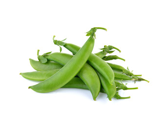 Green peas on white background