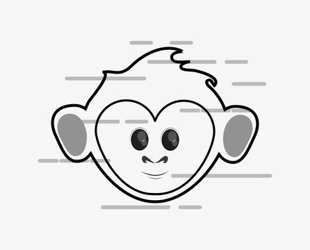 line design jungle monkey cartoon vector illustration 
