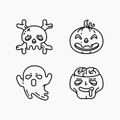 Flat linear Halloween icons set.
