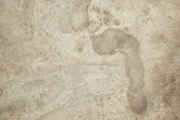 Right foot prints in concrete cement