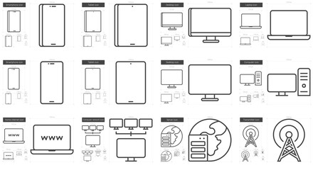 Gadgets line icon set.