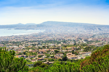 Naples Gulf taken from Vesuvius volcano, Italy
