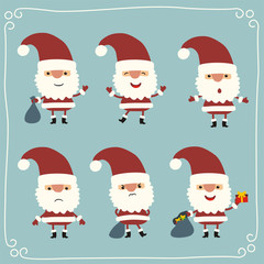 Collection of Christmas Santa Claus. Set cartoon Santa Claus. Isolated Santa Claus