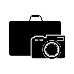flat design travel suitcase and camera icon vector illustration 