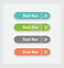 Book now. Set of vector web interface buttons. Color variations.