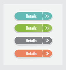 Details. Set of vector web interface buttons. Color variations.