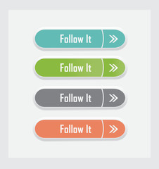 Follow it. Set of vector web interface buttons. Color variations.