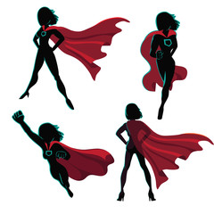 
Female superhero silhouette action poses collection. EPS 10 vector - 120188537